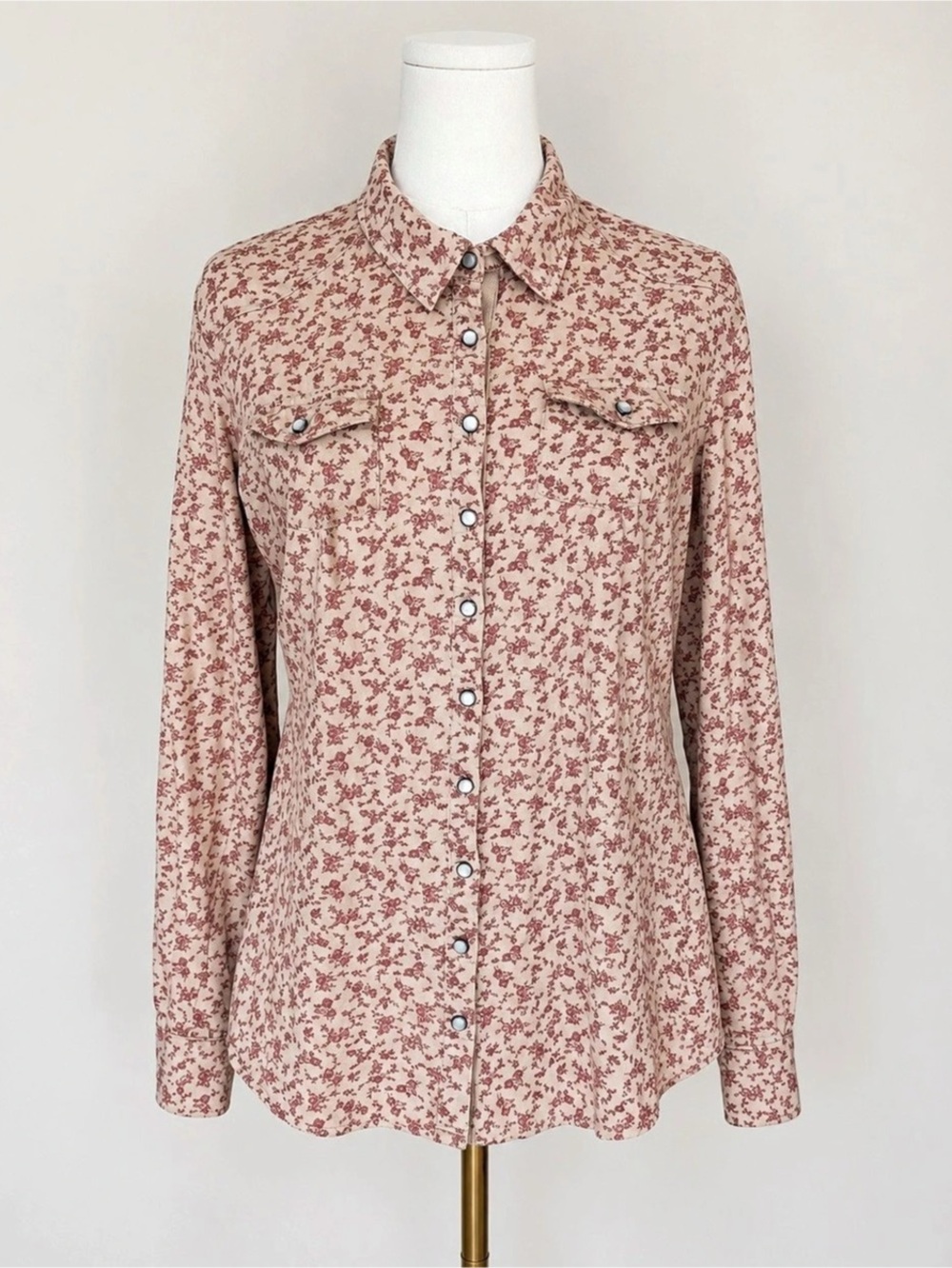 Ruff Hewn Women’s Large Cotton Toile Floral Western Button-Up Shirt Pearl Button